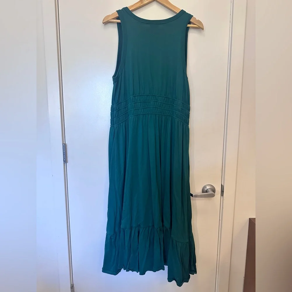 Torrid 0x sleeveless botanical garden Emerald Green Midi Dress cotton! Pockets! - Picture 6 of 8